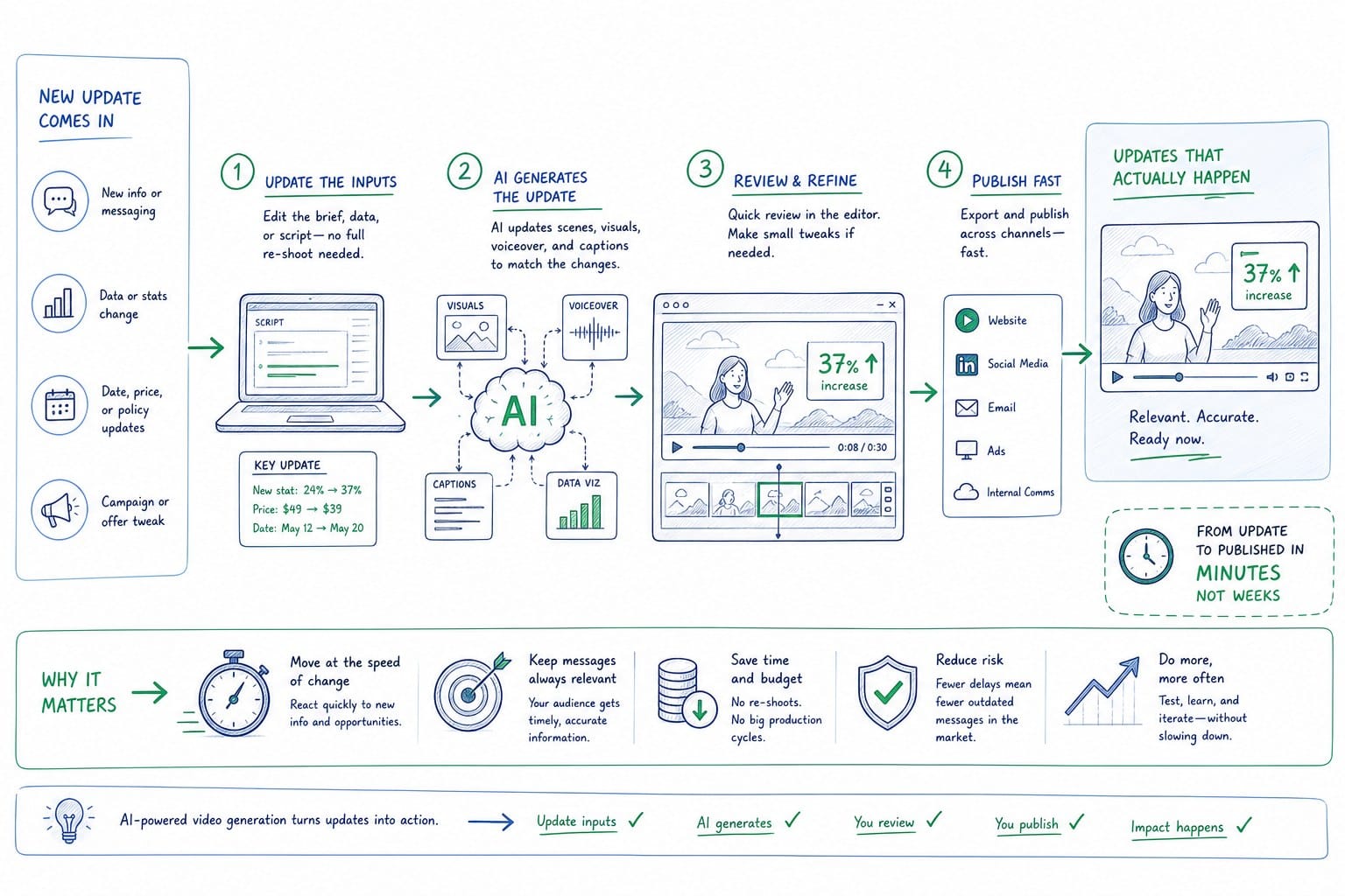 Infographic: Using AI-powered video generation to make updates fast enough to actually happen