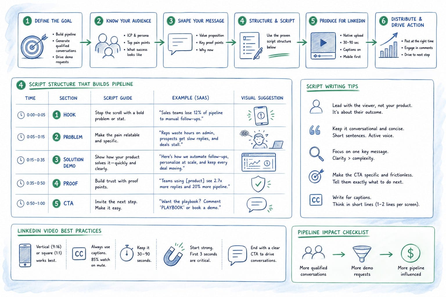 Infographic: How to structure and script a LinkedIn product video that builds pipeline