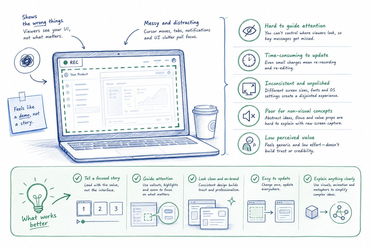 Infographic: Why screen recording is the wrong tool for product videos