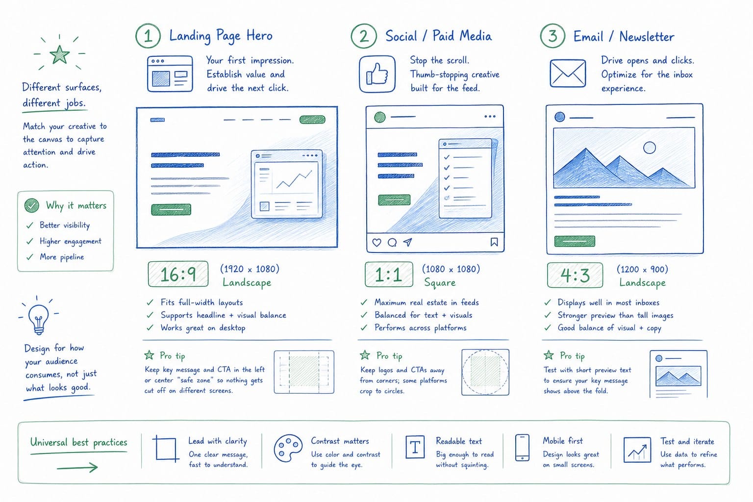 Infographic: Matching aspect ratios to your three most important SaaS marketing surfaces
