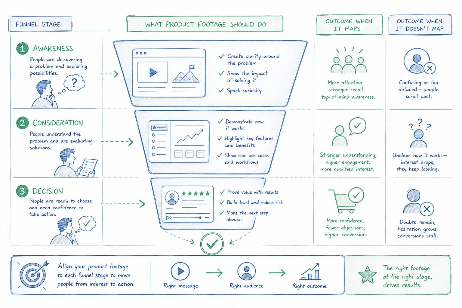 Infographic: Why product footage needs to map to specific funnel stages