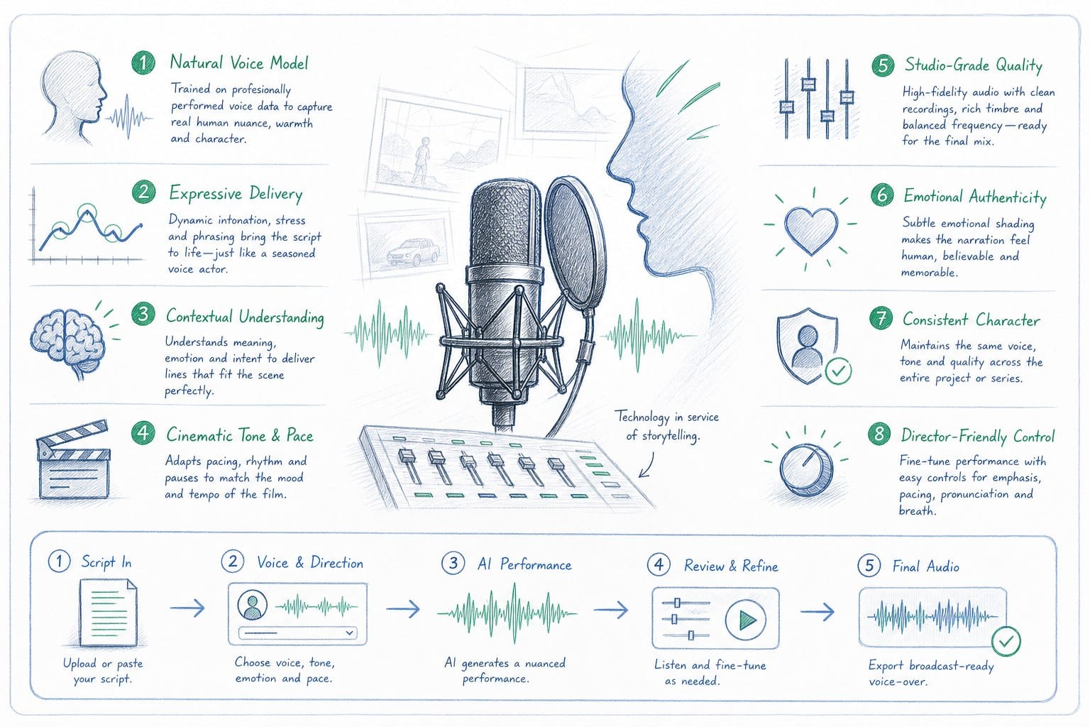Infographic: What makes AI narration sound like a real film voice-over