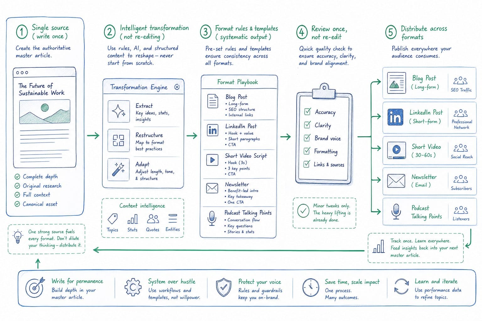 Infographic: The practical workflow for distributing across formats without a re-edit