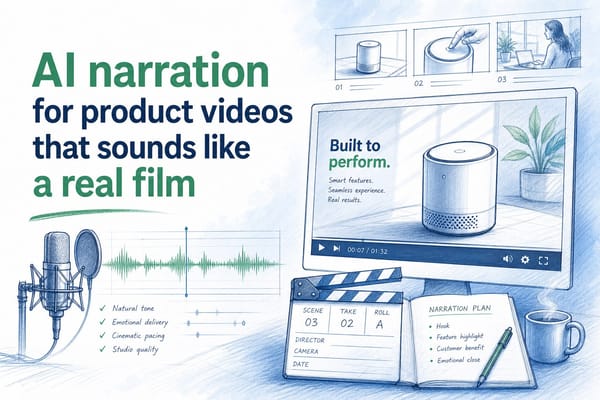 AI narration for product videos that sounds like a real film